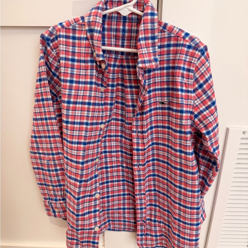 Vineyard Vines Red, Blue & White Plaid Button-Down Shirt